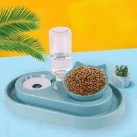 pet bowl cat and dog bowl water bottle automatic drinking fountain feeder cat bow oblique mouth feeder pet supplies accessories