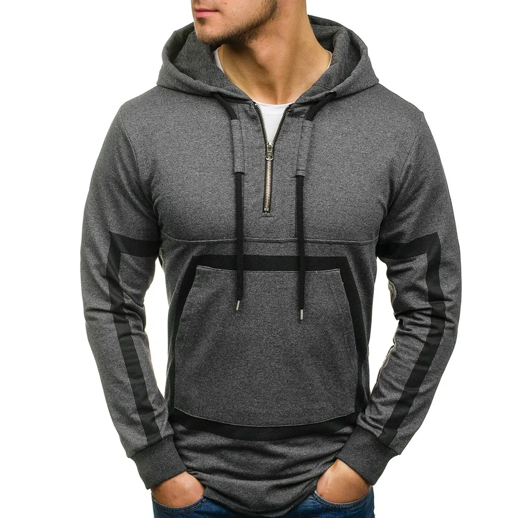 

Men Casual Splicing Button Pullover Hoodie Coat Men's regular Long Sleeve standard Hooded Sweatshirt Blouse