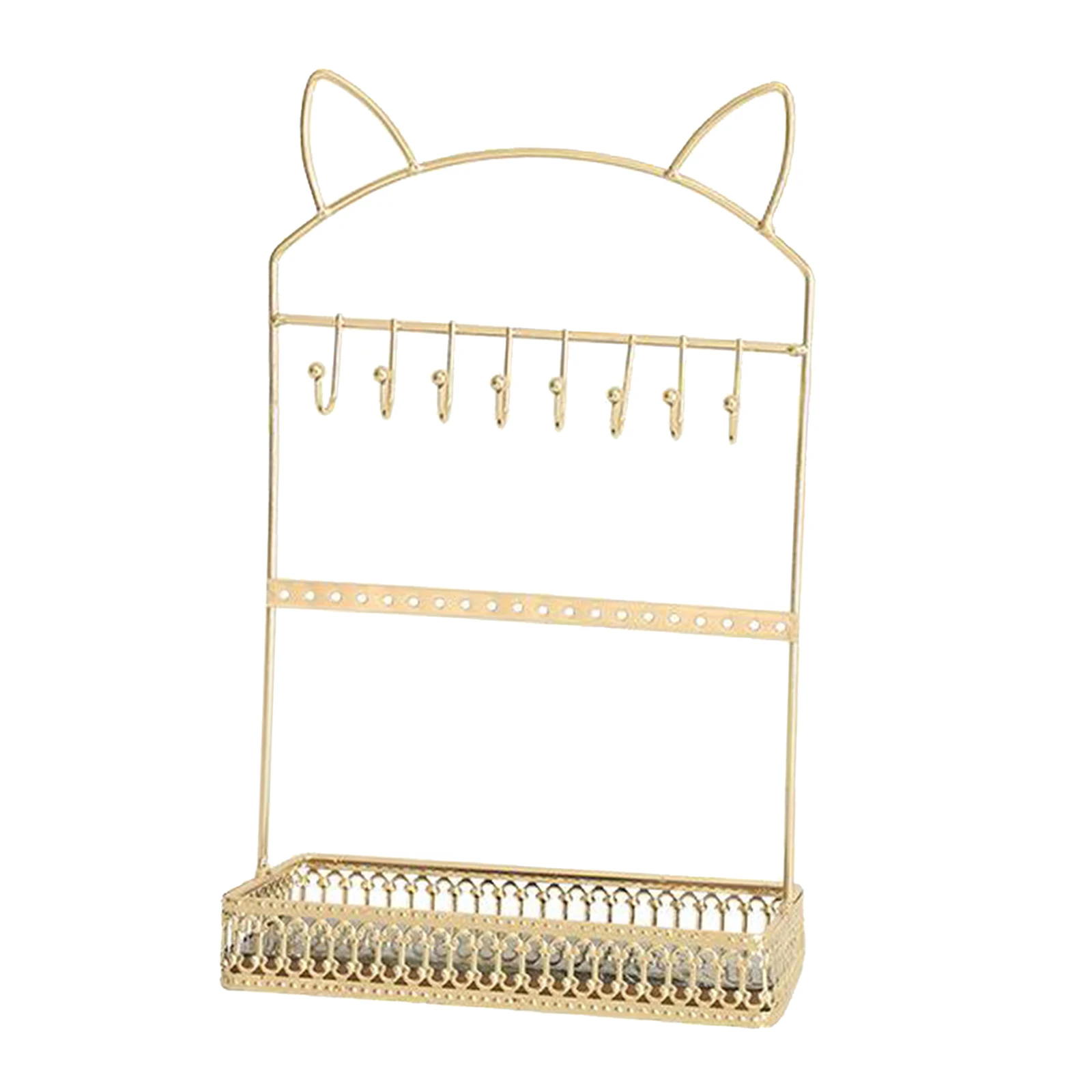 

Cute Jewelry Display Stand Multipurpose Necklace Earring Rings w/ 8 Hooks