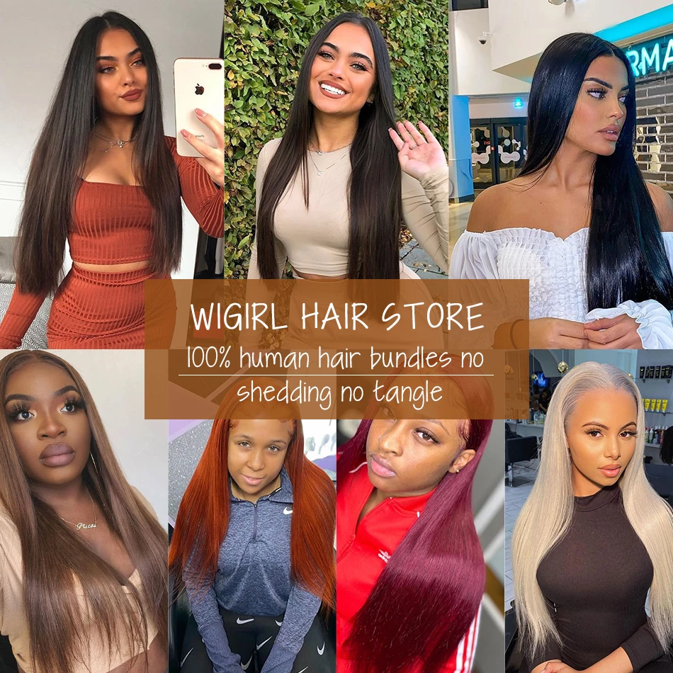 Wigirl прямые 8 28 30 32 40 дюймов Remy бразильские волосы плетение пряди 100% натуральные