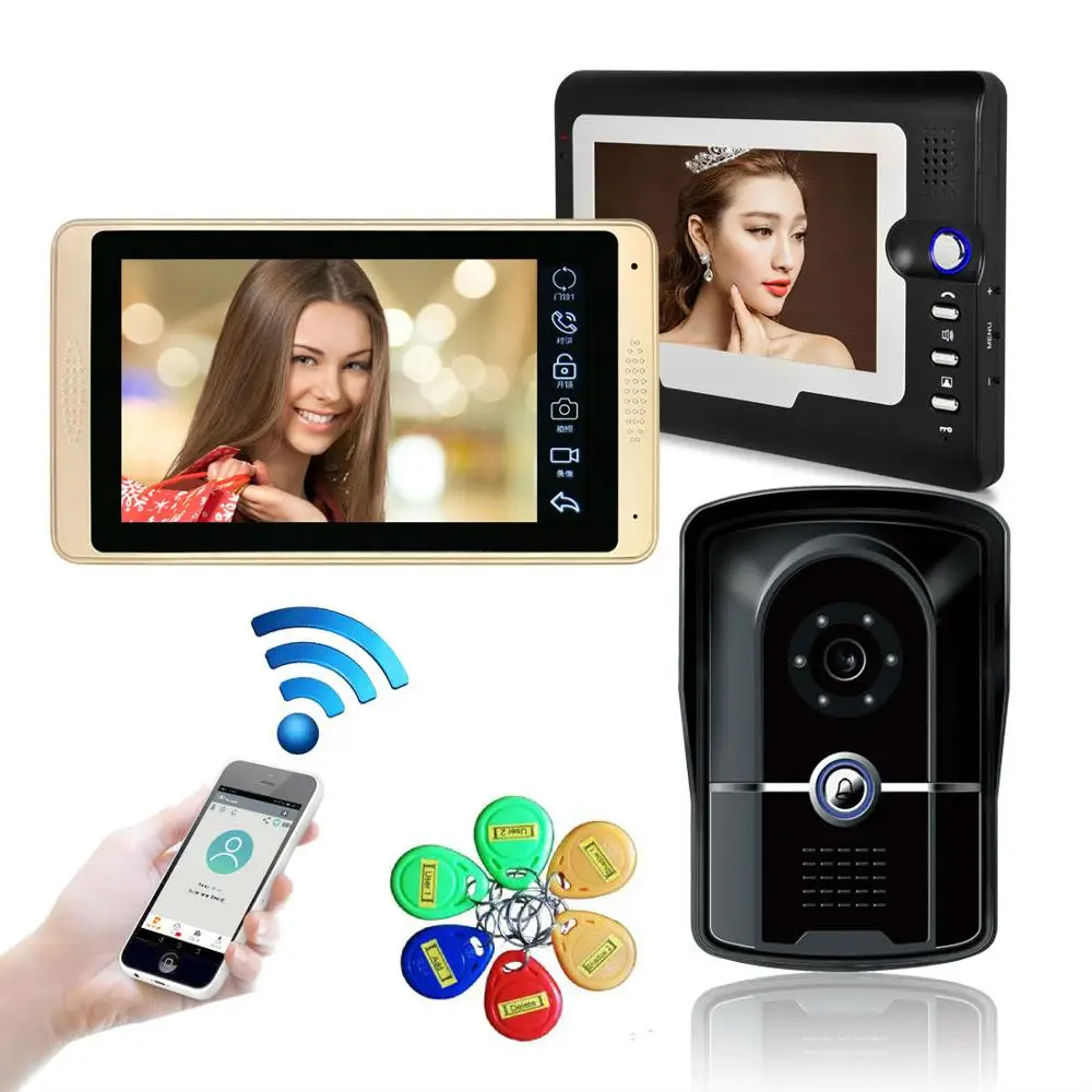 Видеодомофон с Wi Fi RFID 7 дюймов 2 монитора|Видеодомофон| |
