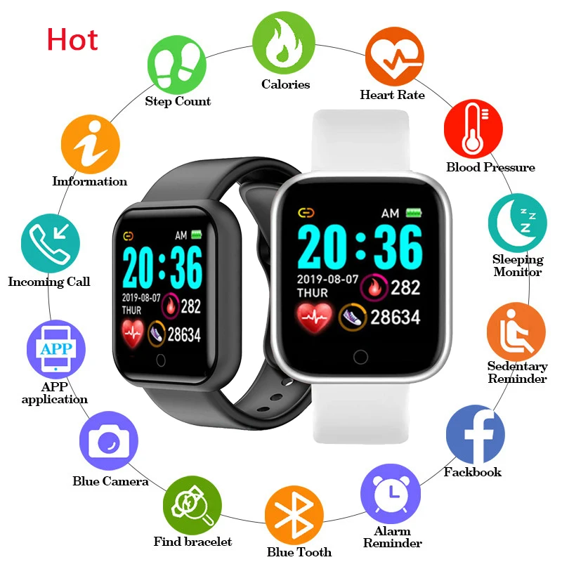 

Sports Digital Watch Men's And Women's Wristband Fitness Blood Pressure Heart Rate Message Reminder Android Activity Tracker