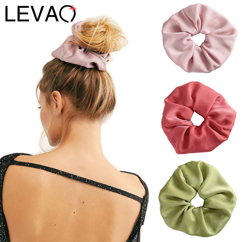 Резинка для волос LEVAO Женская атласная однотонная эластичная заколка большого
