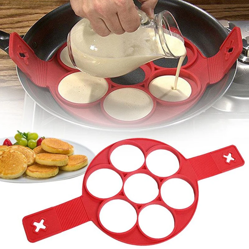 

Silicone Nonstick Fired Egg Pancake Maker Ring Cooking Tool Egg Cooker Omelette Moulds Pan Flip Eggs Mold Kitchen Baking Gadgets