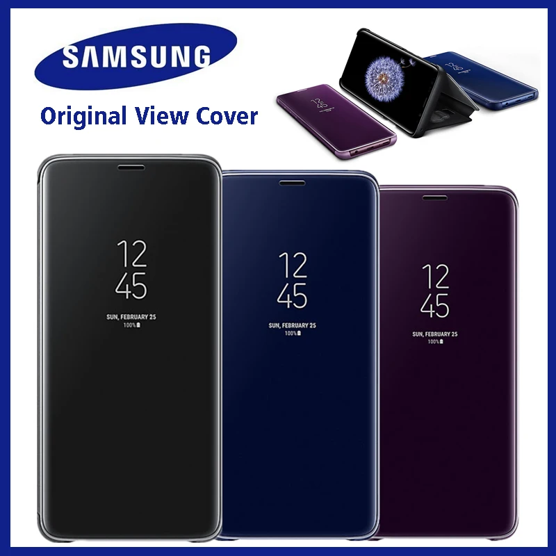 Оригинальный зеркальный умный чехол-книжка Samsung для Galaxy S10/S10 +/S9/S8 Plus/Note9/Note8