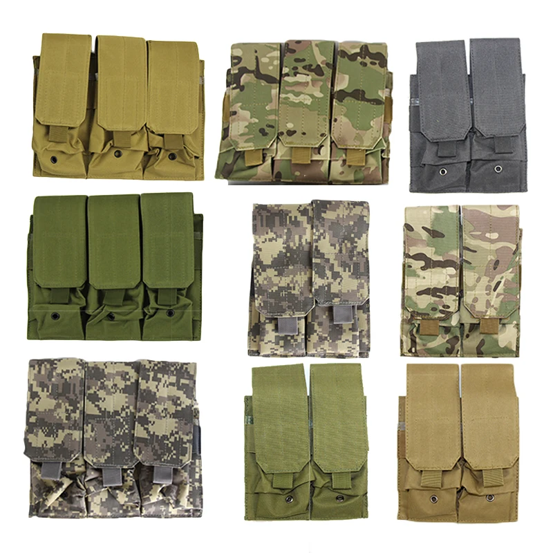 

Triple / Double Nylon Magazine Pouch For 5.56mm AR15 M4 Molle Vest Storage Clip Pouch Hunting Shooting Mag Bag Army Accessories
