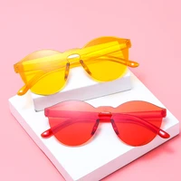 2019 fashion frameless transparent candy sunglasses uv400 mirror sun glasses vintage eyewear pink