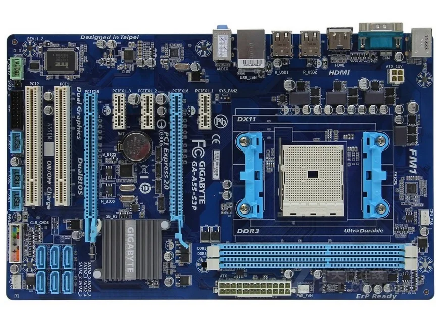Оригинальная Материнская плата Gigabyte GA-A55-S3P Socket FM1 DDR3 A55-S3P USB2.0 32GB SATA II A55 настольная