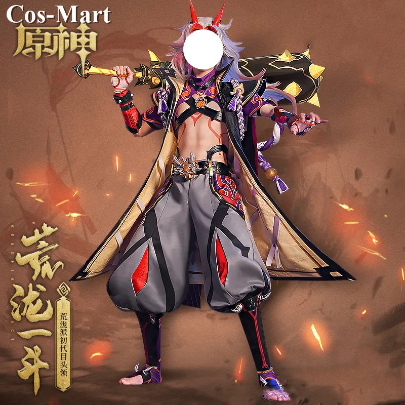 Cos-Mart oyun Genshin darbe Arataki Itto Cosplay kostüm erkek yakışıklı savaş üniforma etkinlik parti rol oynamak giyim M-XXL