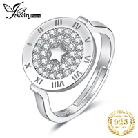jewelrypalace round star roman numeral 925 sterling silver cubic zirconia adjustable open promise statement rings for women