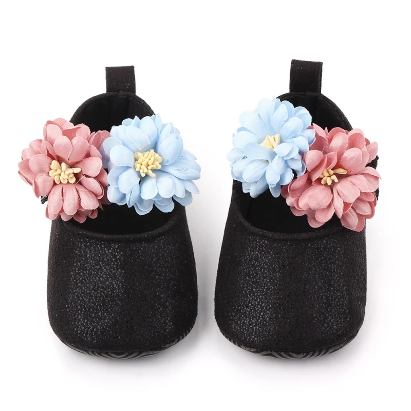 

Newborn Infant Baby Girl Spring Shoes Soft Sole Crib Shoes Prewalker Toddler Anti-Slip Cute Flowers T tied First Walkers