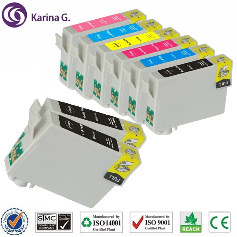 Совместим с чернильными картриджами T0811N T0811 подходит для Epson T50 R290 R295 R390 RX590 RX610 RX615