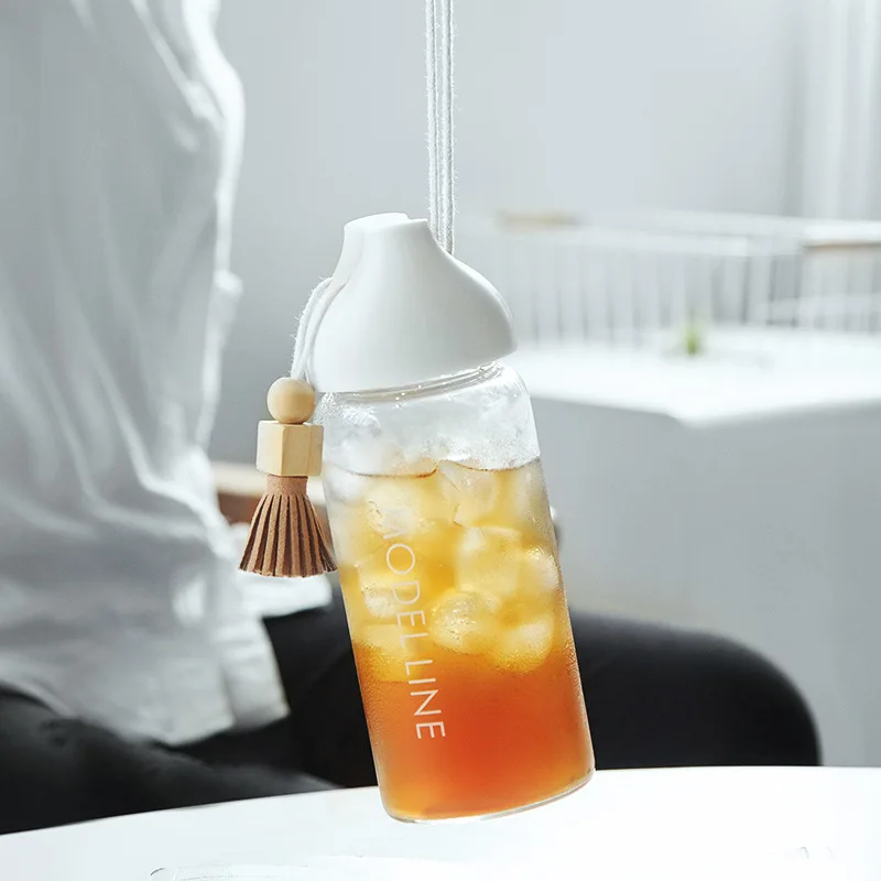 400 мл деревянный шар бахромой Стекло портативные бутылки для воды бытовой сок