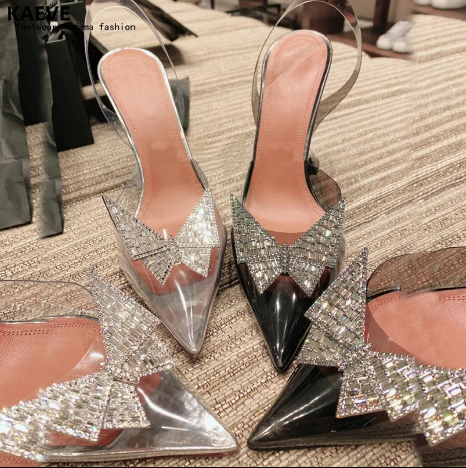 

2021 Лето из прозрачного ПВХ с украшением в виде кристаллов женские сандалии стразы бабочка чашки на высоком каблуке Женская обувь на праздни...