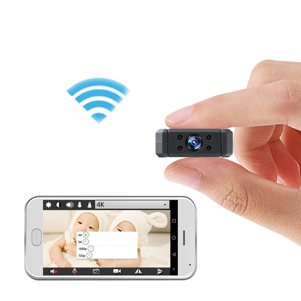 

4K Wifi Mini Camera Rotate 180 degrees wireless smart home HD camcorder Night Vision DVR Motion Detection mini video cameras IP