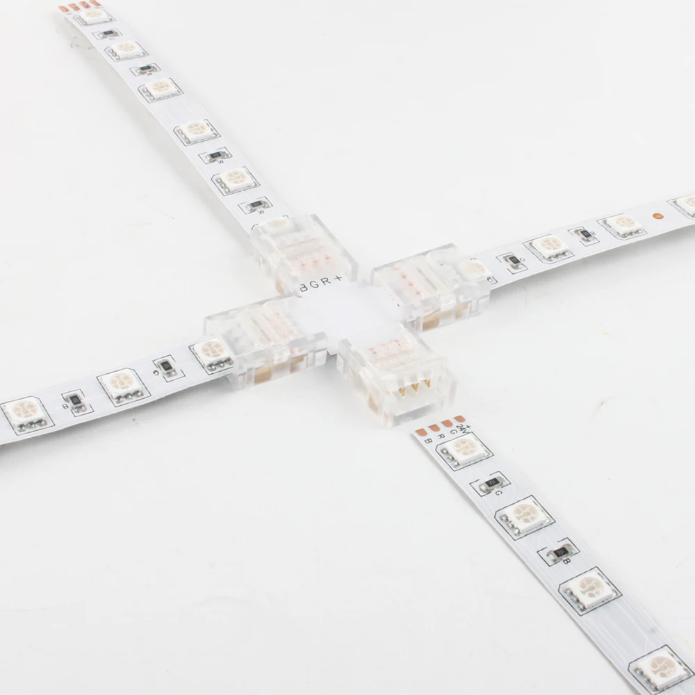 

VIPMOON 5Pcs Soldering Led Connector 4PIN L / T / X Shape Corner Connector For 10mm 5050 5630 RGB Led Strip Tape