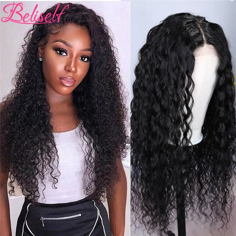

Beliself Water Wave Lace Front Wig Natural Color 5x5 Lace Closure Lace Wig Brazilian Remy Human Hair Lace Wigs Free Part