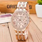 Известный бренд Золотые кристаллы Женева повседневные кварцевые часы для женщин из нержавеющей стали нарядные Часы Relogio Feminino мужские часы Лидер продаж 2019