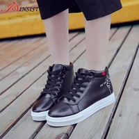 high top sneakers pu casual shoes white flat female shoe lace up solid 2022 new womans shoes in trend