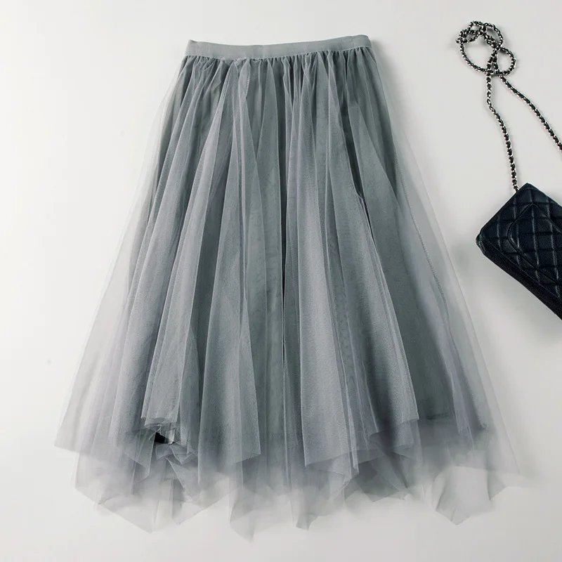 Женская плиссированная юбка с высокой талией бархатная двойным верхом из Джерси