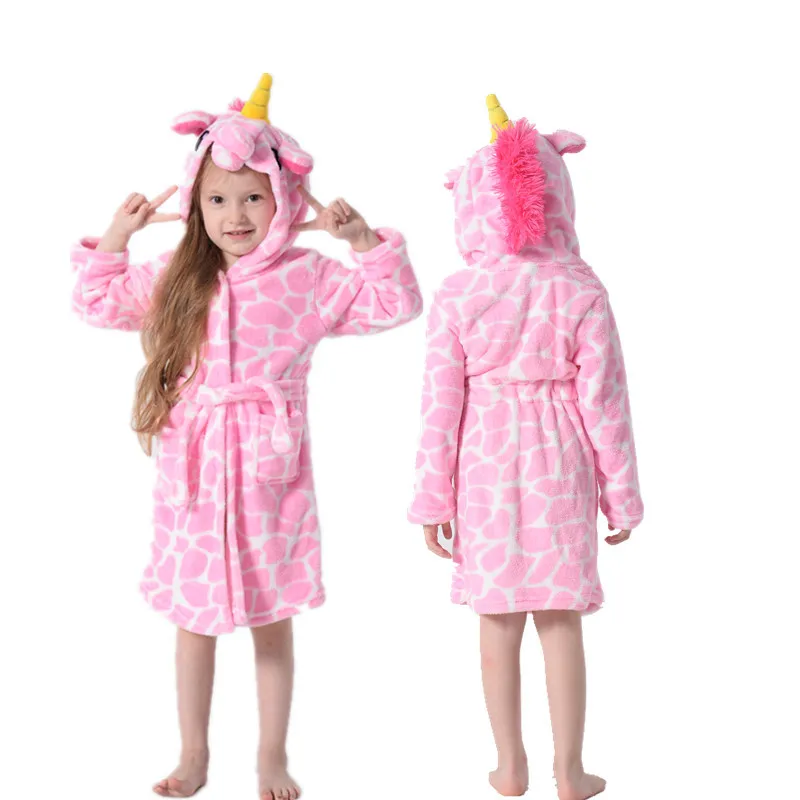 Unicorn Кигуруми Единорог детский банный Халат фланелевый детский банный халат для мальчиков и девочек одежда для сна зимние банные халаты детские пижамы Животные Детская одежда - Цвет: Unicorn