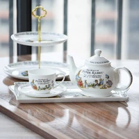 cartoon rabbit teapot ceramic tableware dinner plates bone china dishes and plates coffee tea set sugar pot