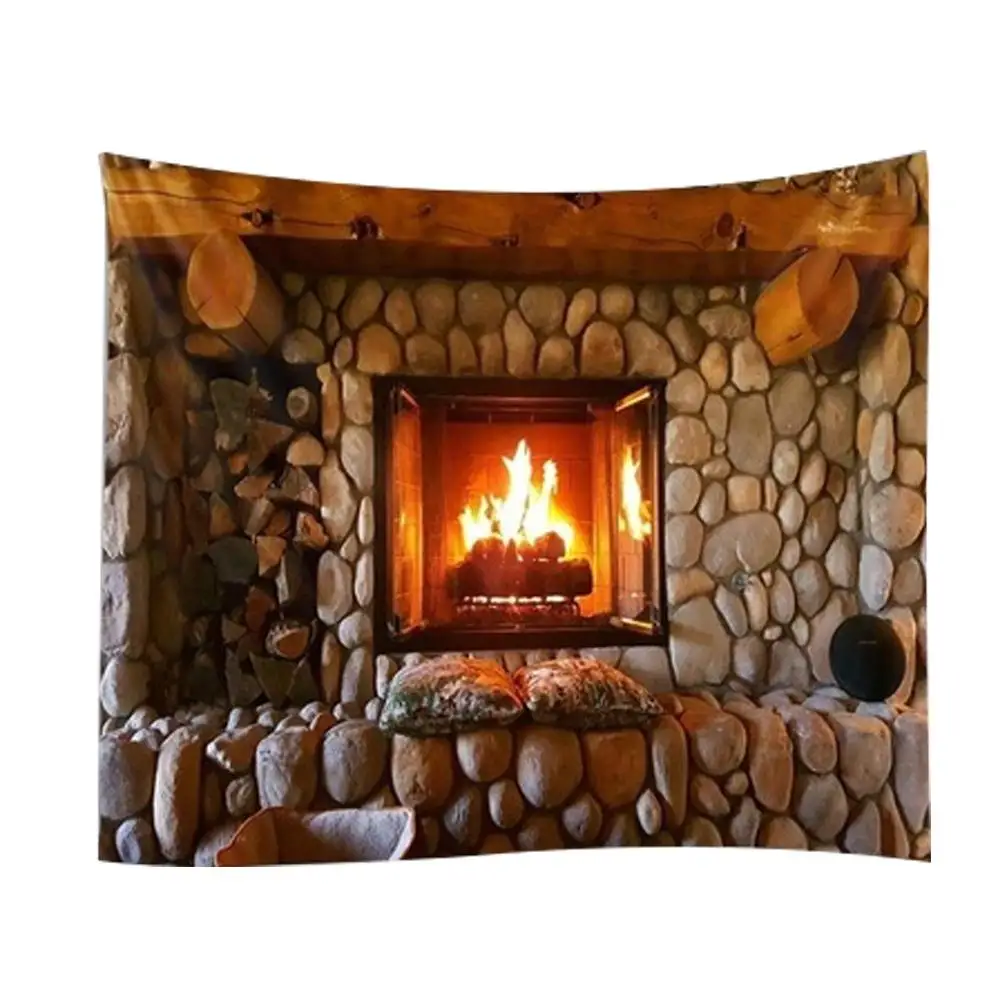 

2Size Fireplace Pattern Wall Tapestry Art Pattern Home Tapestry Fashion Creative Collapsar Tapestry Wall Tapestry Scarf