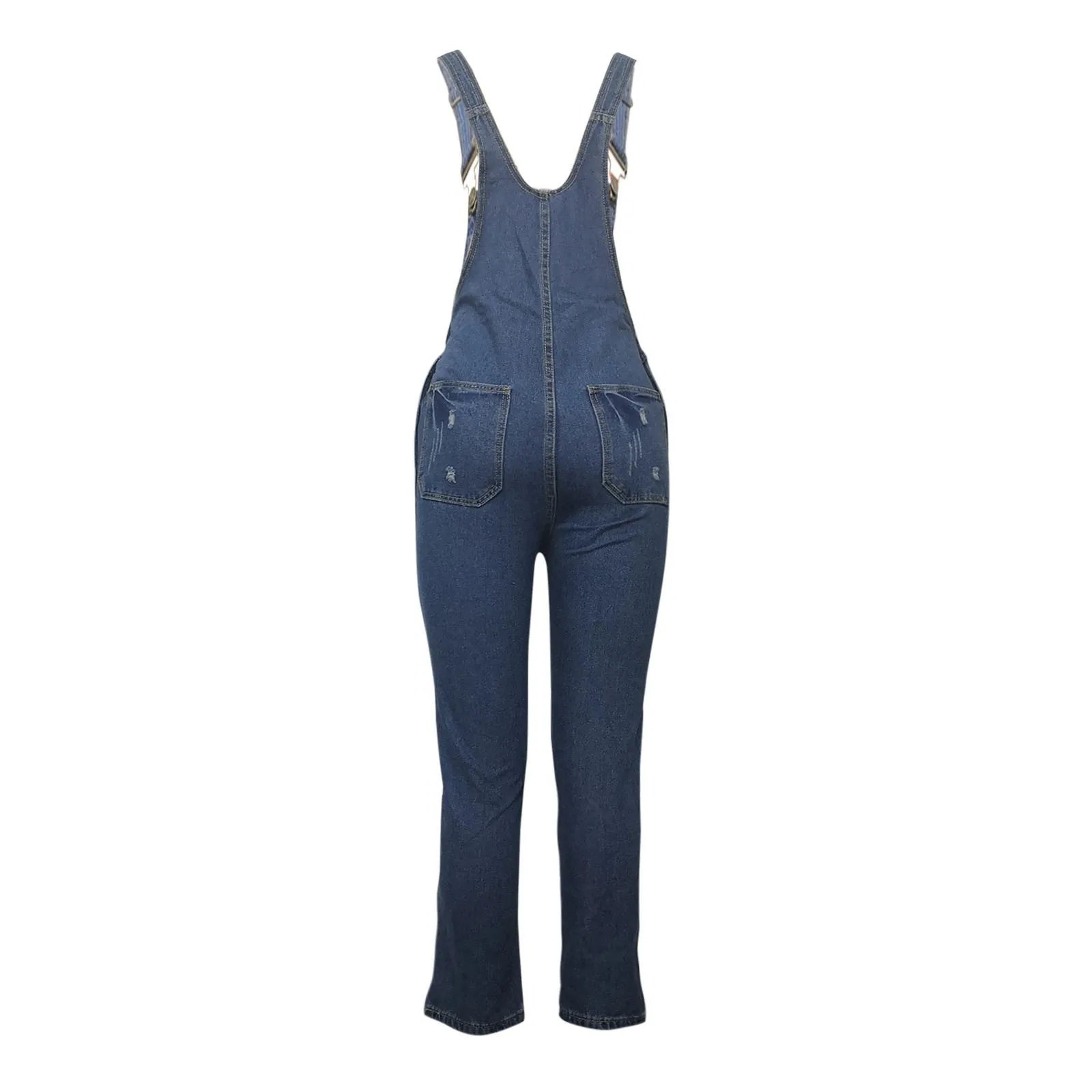 

Fashion Women's Denim Overalls Casual Denim Cropped Overalls Pant Jeans Jumpsuits With Pockets Ripped Pants Fashion Mono 2021
