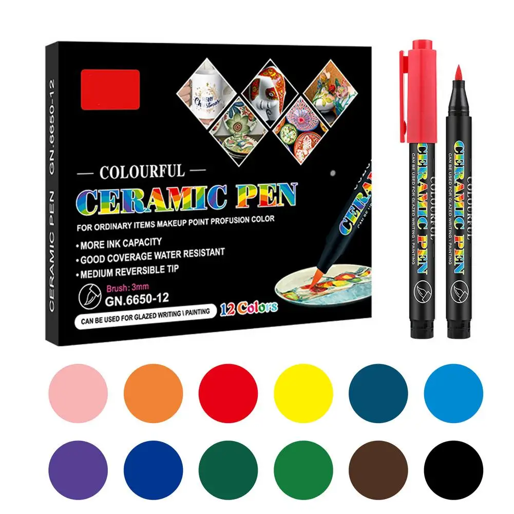 

Acrylic Paint Markers 12pcs Colored Ceramic Pen Paint Pens For Rock Painting DIY Craft Projects Ceramic Glass Canvas Mug Metal W