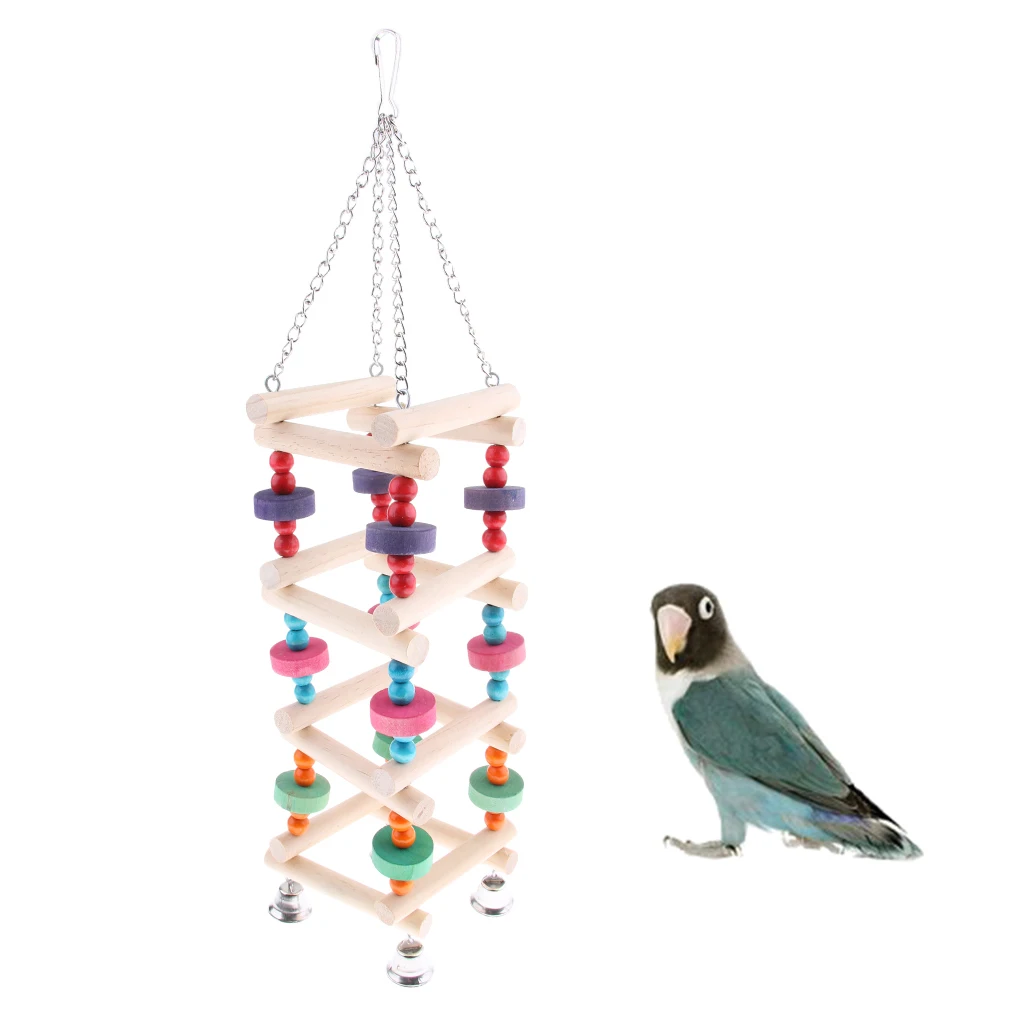 

Bird Parrot Perch Platform Climb Ladder Toy Parakeet Cockatiel Wooden Toy