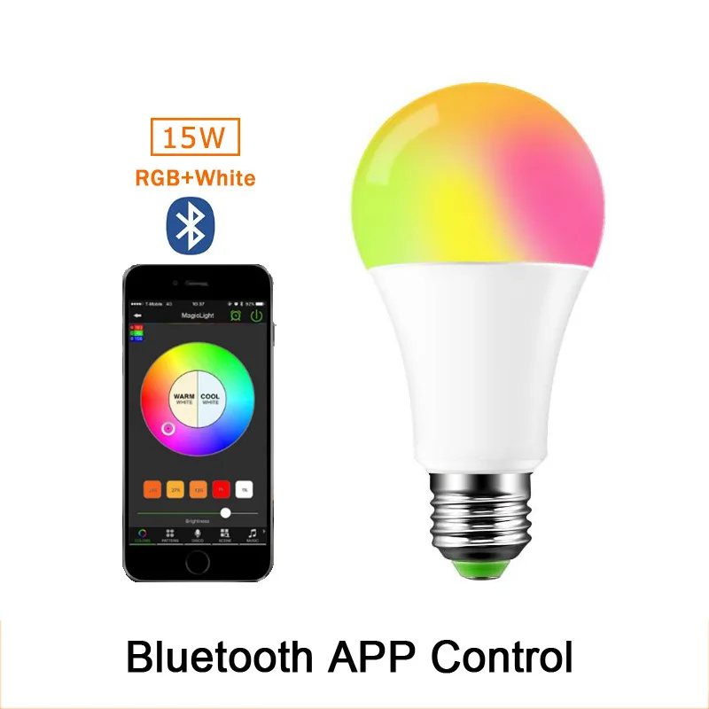 Bluetooth RGBW 15W 3 Вт 5 Вт 7 Вт 10 Вт rgb лампа E27 E14 GU10 Светодиодный светильник сценическая лампа 16 цветов со светодиодный светильник с дистанционным управлением для дома AC85-265V rgb лампа - Испускаемый цвет: Bluetooth RGBW 15W