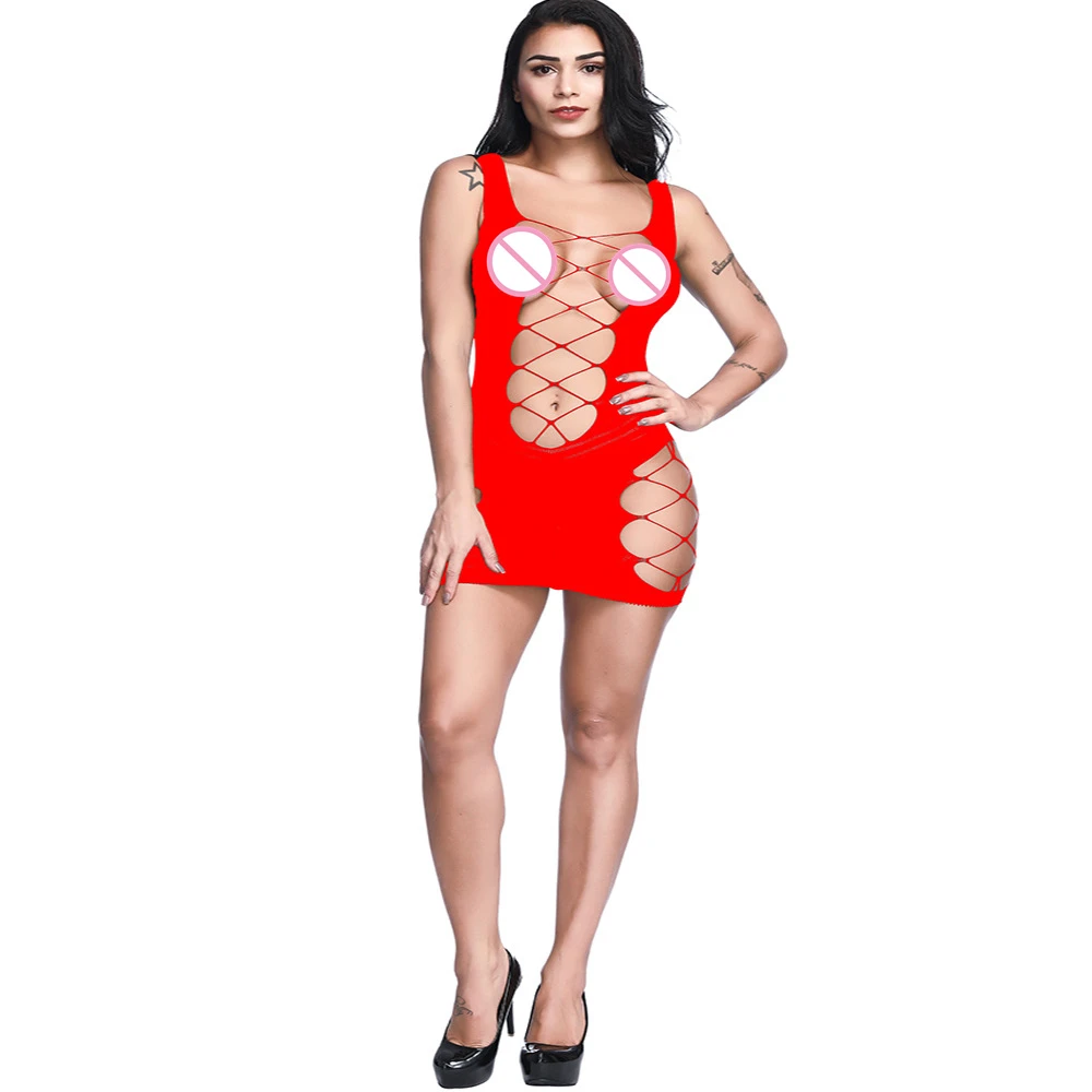 Erotic Open Bra Net Soft Large Mesh Dress Sexy Butt Hollow Out Chemise Women Porn Intimates Underwear Adult Sexual Lingerie |