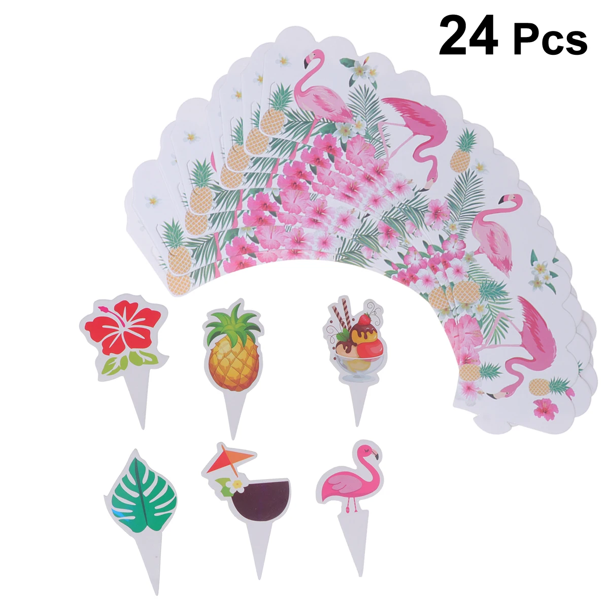 24 шт. Гавайская Вечеринка Сувениры Ананас мороженое цветок кекс топперы монстра
