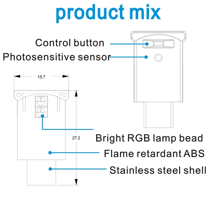 Миниатюрный светодиодный RGB-светильник типа C 8 сменных цветов для автомобиля
