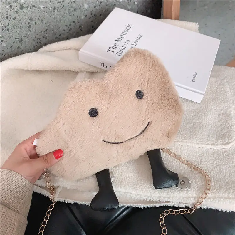 

Женская сумка через плечо Kawaii Cloud Shape, мягкая плюшевая металлическая цепочка, милая упаковка, оптовая продажа 2021, новые модные женские сумки