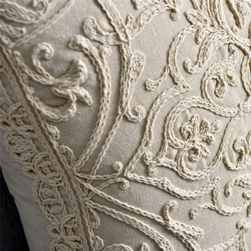 Бежевая вышитая наволочка для подушки винтажная Цветочная Марокканская лампа