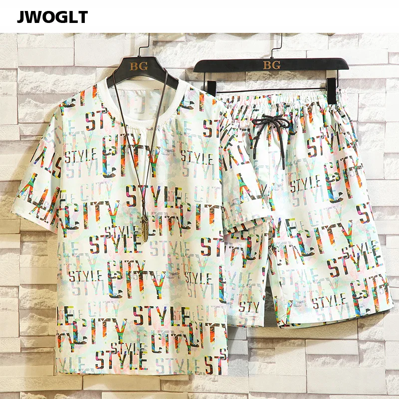 Комплект спортивной одежды мужской Пляжная футболка с коротким рукавом и шорты