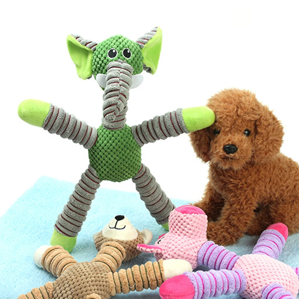 

Pet Plush Non-Stuffed Cute Toys Bite Resistant Pet Squeaky Chew Toy Dogs Funny Pig Elephant Monkey Interactive Training Toy