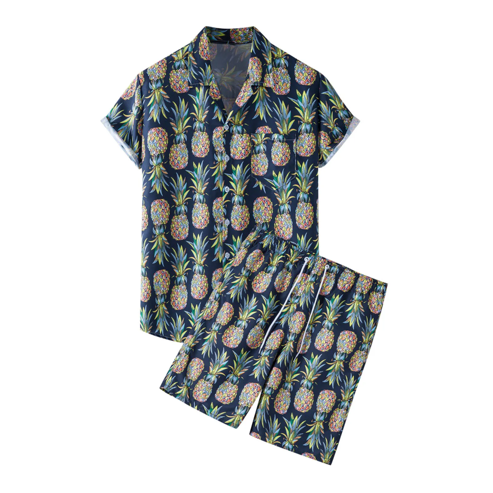 

Summer Shirts Men’s Pants Printed Short Sleeve & Shorts 2-Piece Sets Beach Men Suits & Sets Suits