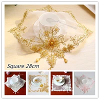 european handmade beaded lace square table mat coaster jewelry antique cover phone desk lamp bedroom study kitchen decoration