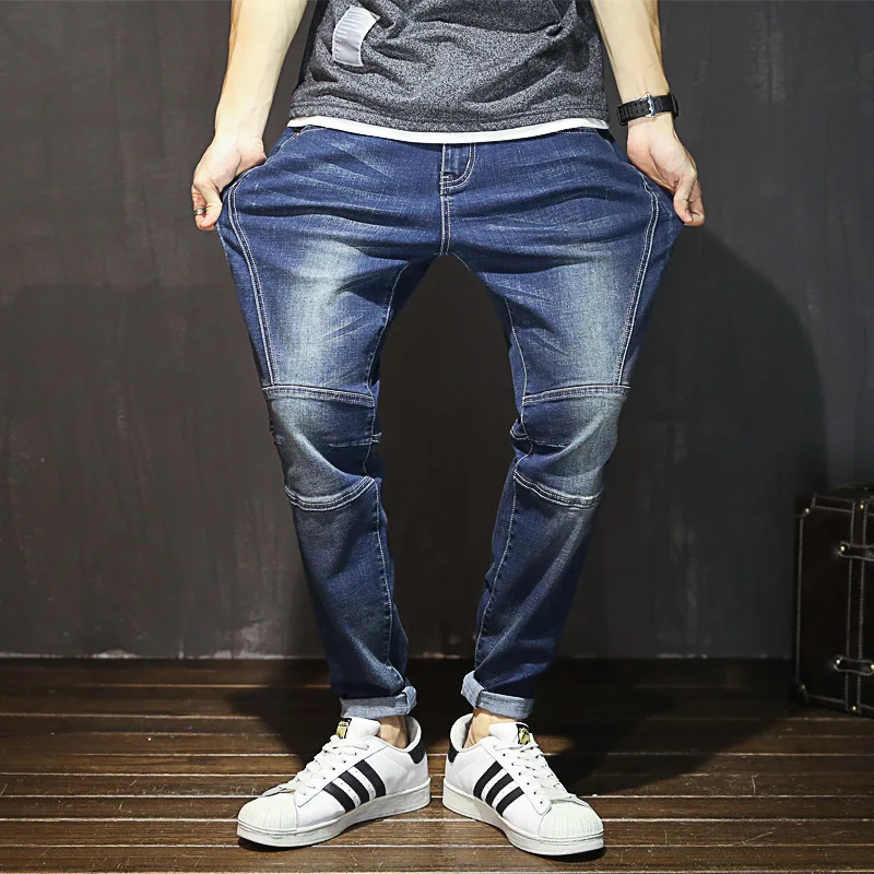 Elasticity Jeans Plus Size 48 Men's Loose Wash Denim Feet Pants Spring Summer Leisure Men Clothing