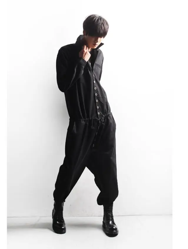 Мужские модные новые комбинезоны Подиумные модели свободные цельные брюки на