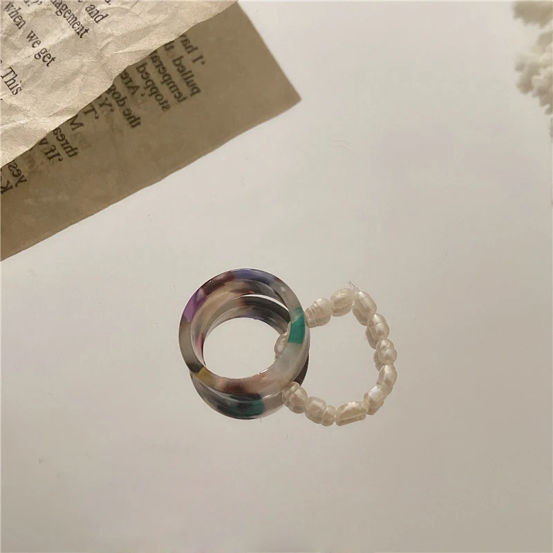 

Colorful Rings Set 2021 New Korean Ins Resin Colorful Geometric Round Rings for Women Girls Candy Color Simple Jewelry Gifts