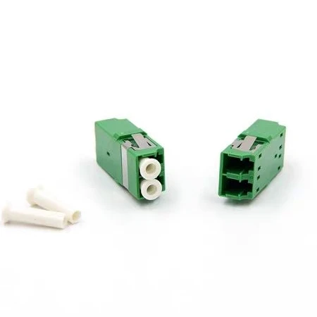 100pcs LC APC duplex Single mode flangeless fiber optic adapter green LC ftth coupler DX without flange  free shipping IL<0.2dB