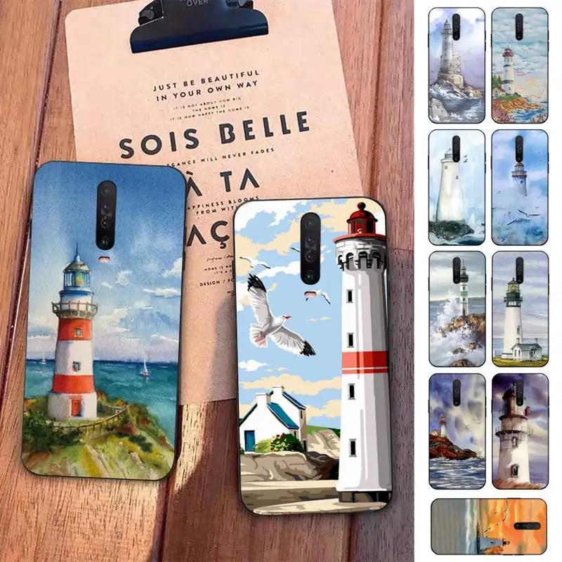 

TOPLBPCS Hand Painted Lighthouse Print Bird Phone Case for Redmi 5 6 7 8 9 A 5plus K20 4X S2 GO 6 K30 pro