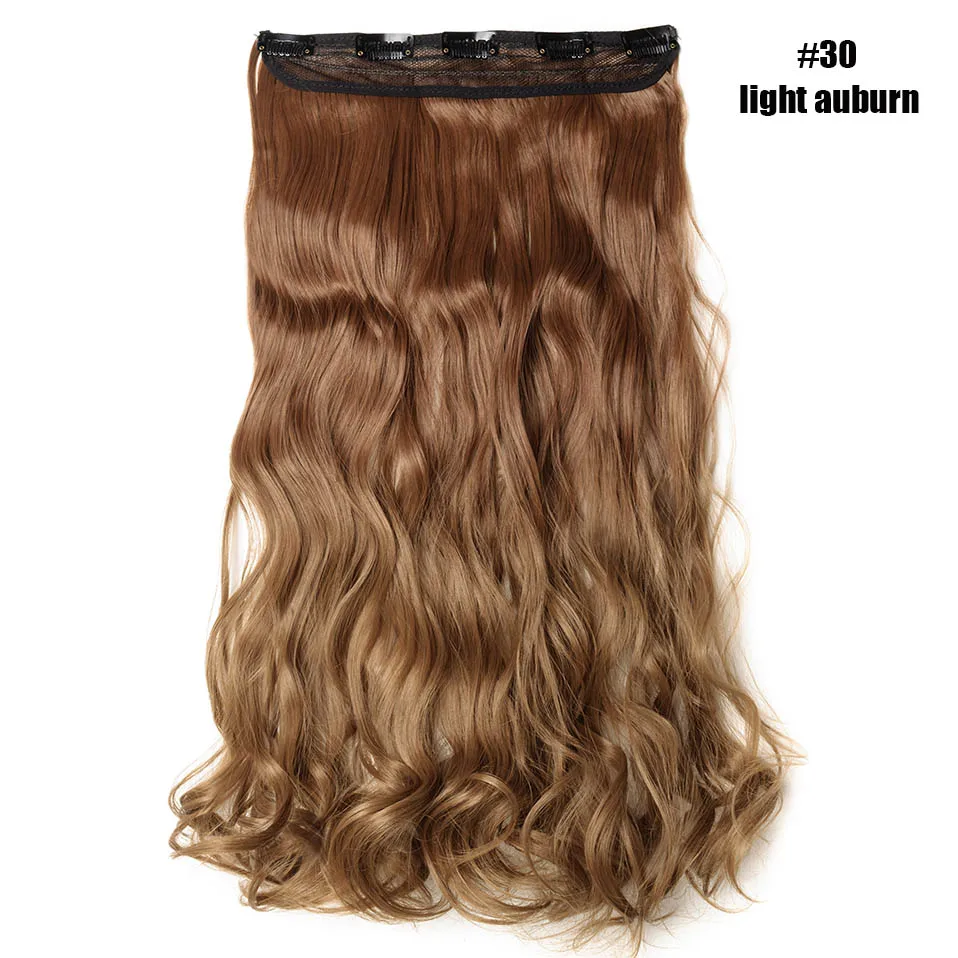 light auburn S-noilite 2" длинные вьющиеся волосы на клипсах в одном куске настоящие натуральные волнистые синтетические волосы на клипсах 5 клипсах для наращивания волос фиолетовый красный розовый - Цвет: light auburn