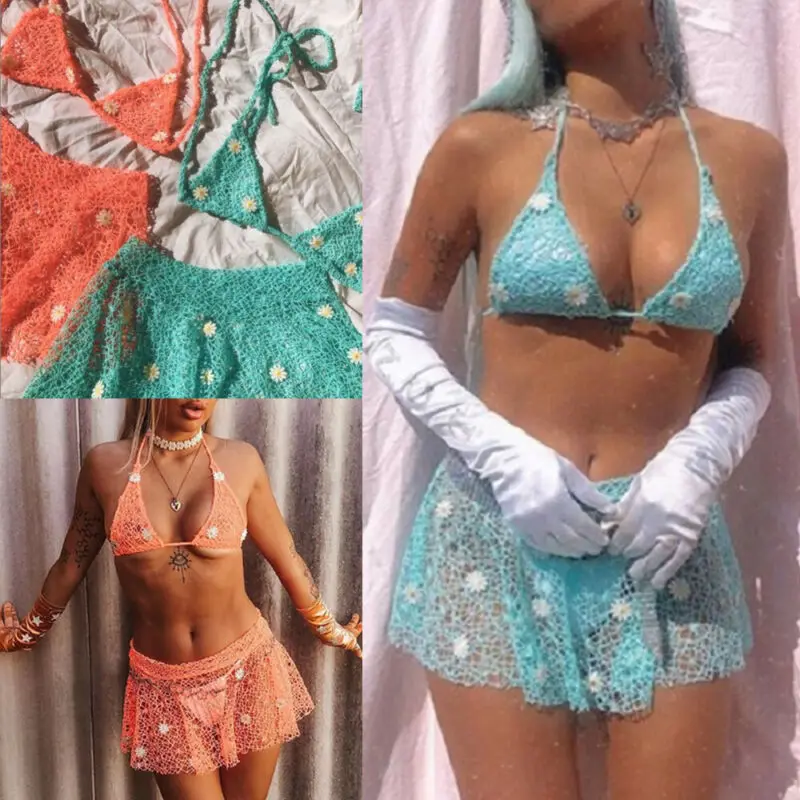 Сексуальный женский комплект бикини из двух предметов юбка с эффектом пуш ап