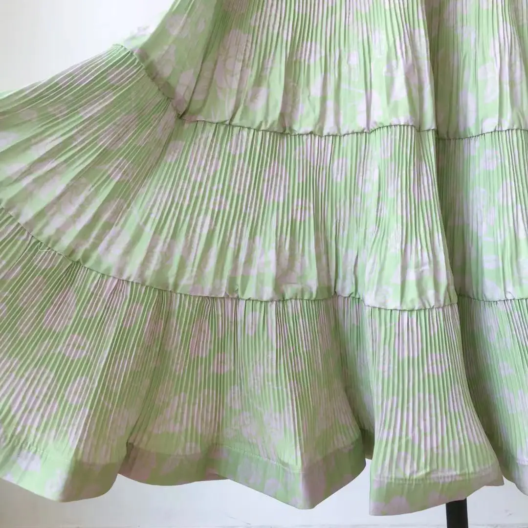 

Australian fashion dress high-quality printed wings holiday style French floral pleated off-shoulder party evening dress