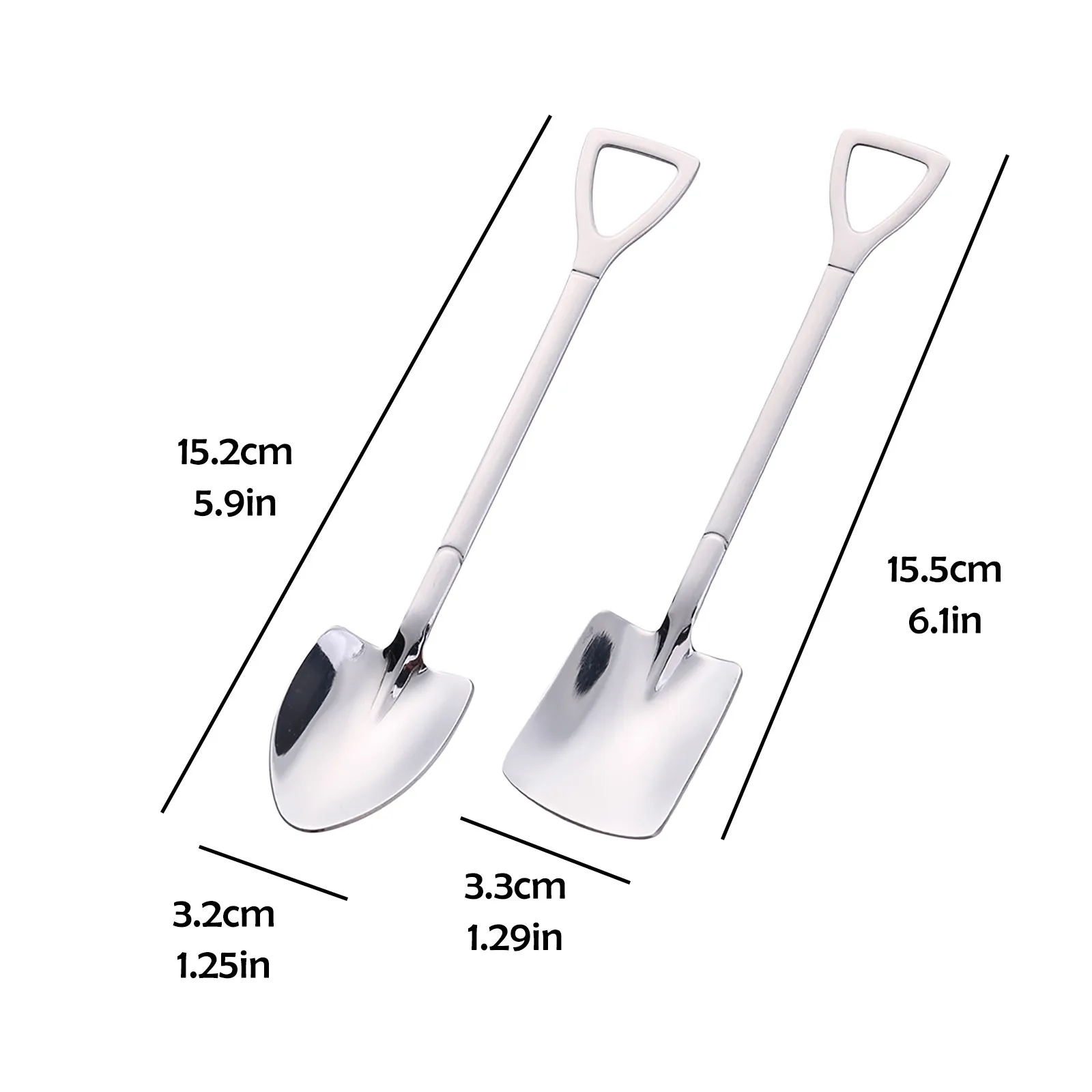 

2pcs Stainless Steel Long Handle Retro Shovel Spoon Dessert Coffee Spoon Holiday Gift Family Easy To Clean Spoon