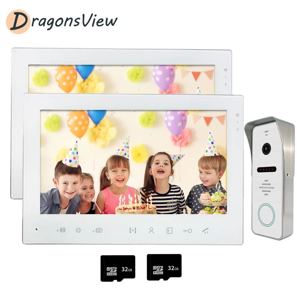 Видеодомофон Dragonsview 2 монитора проводной ЖК-дисплей визуальный видеодомофон с